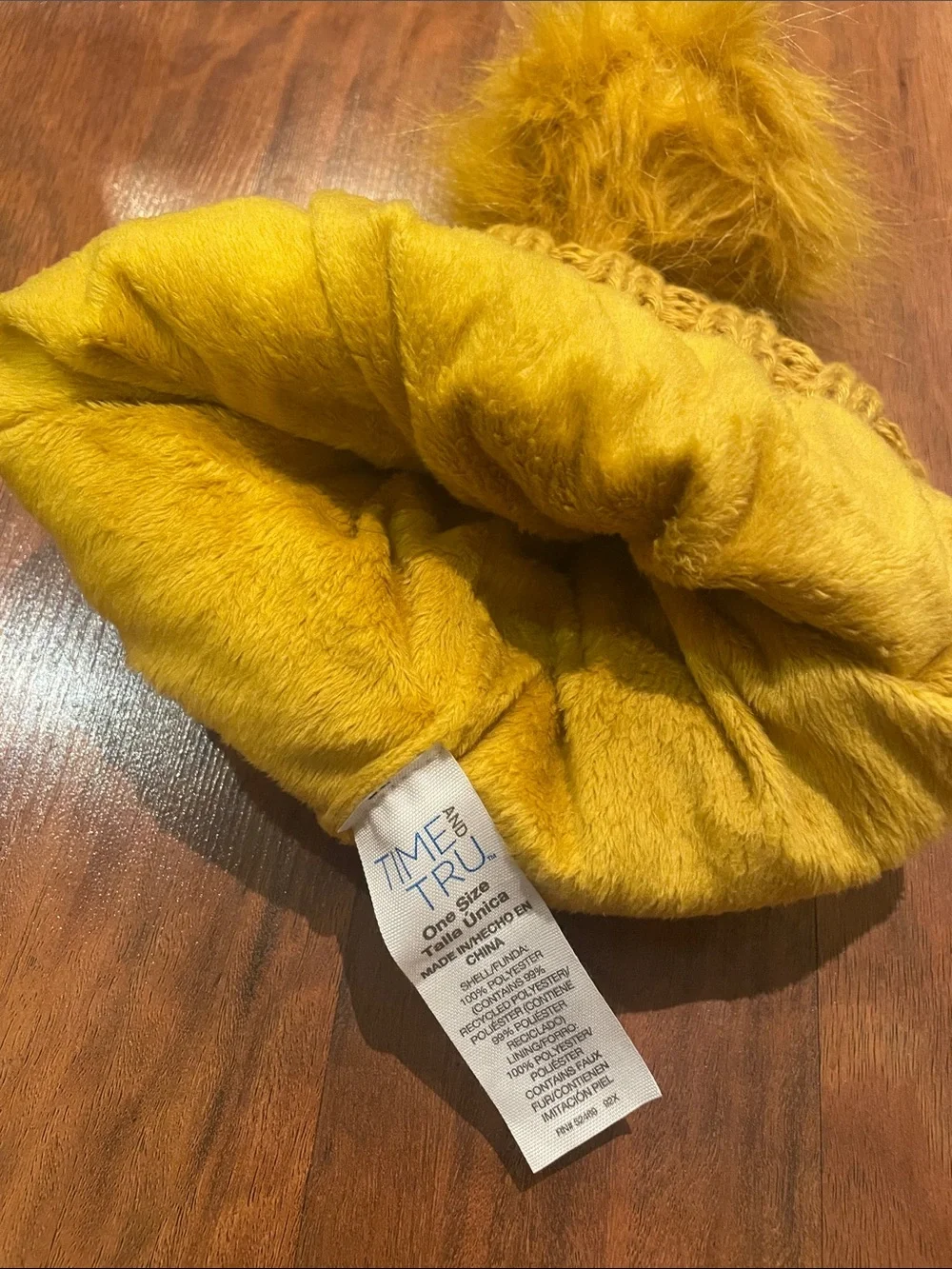 Time and Tru Mustard Pom-Pom Knit Beanie